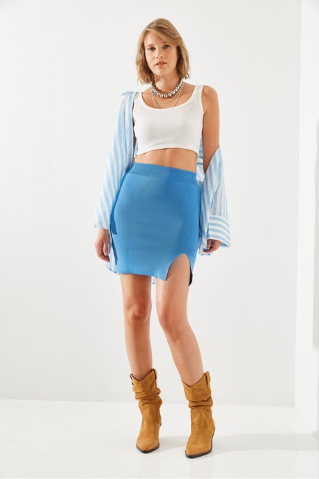 Hoge Taille Minirok met Split - Image 6