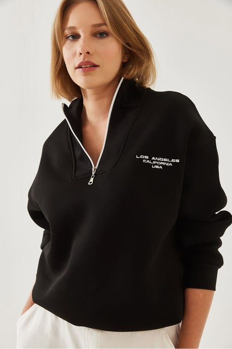 Oversized Gebreide Ritskraag Sweatshirt - Image 2