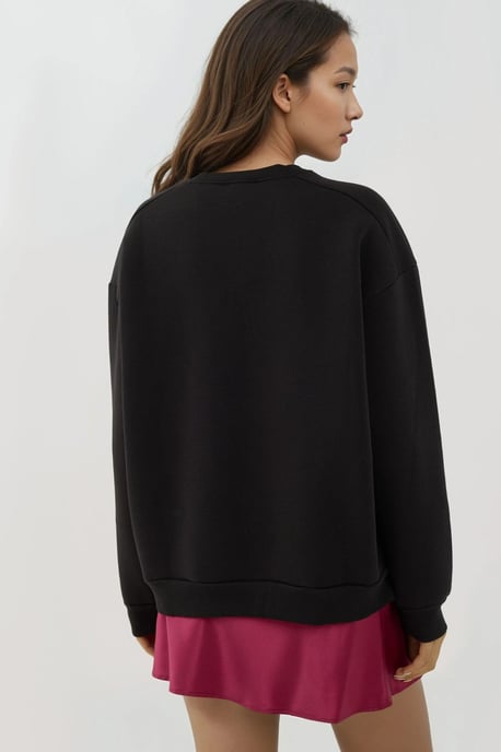 Gestructureerde Crewneck Sweatshirt met Ritssluiting Detail - Image 4