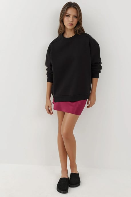 Gestructureerde Crewneck Sweatshirt met Ritssluiting Detail - Image 5