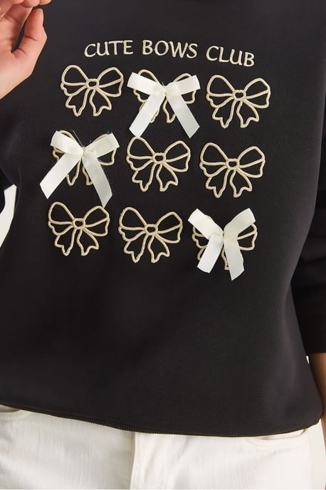 Geribbelde Bedrukte Ronde Hals Lange Mouwen Sweatshirt - Image 6