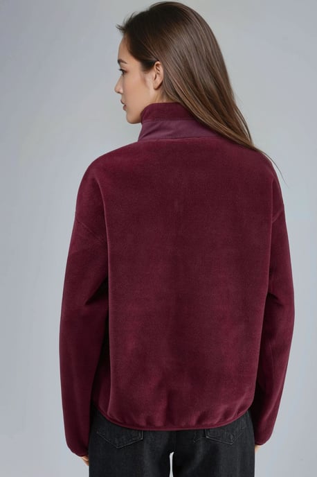 Ritskraag Pluche Gebreide Sweatshirt met Zak - Image 2