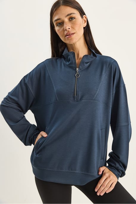 Relaxed Fit Ritskraag Gebreide Sweatshirt - Image 5