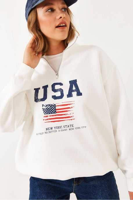 Ritssluiting Bedrukt Sweatshirt - Image 2