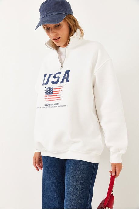 Ritssluiting Bedrukt Sweatshirt - Image 4
