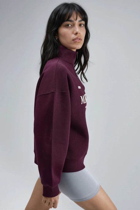 Oversized Sweatshirt met Tekstprint en Ritskraag - Image 3