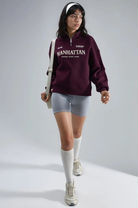 Oversized Sweatshirt met Tekstprint en Ritskraag - Image 5