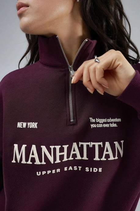 Oversized Sweatshirt met Tekstprint en Ritskraag - Image 6