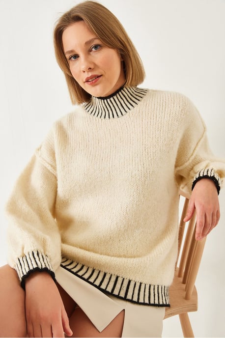Patroon Turtleneck Losse Fit Trui - Image 3