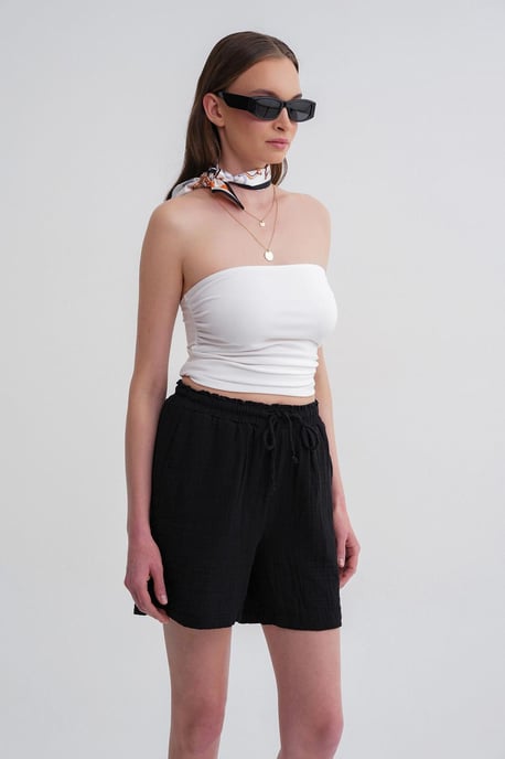 Hoge Taille Textuur Katoenen Shorts - Image 4