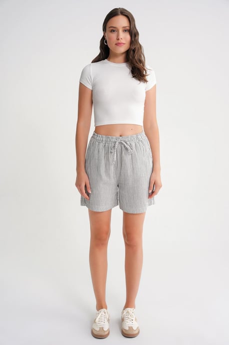 Hoge Taille Gestreepte Wijde Pantalonshorts - Image 2