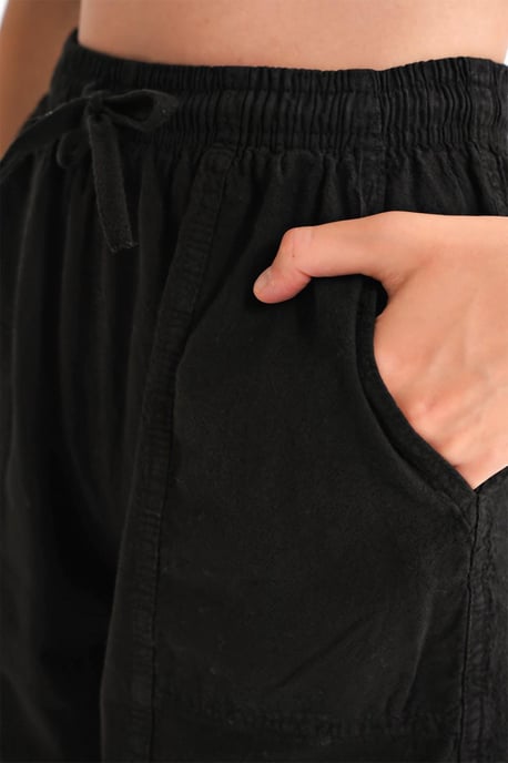 Hoge Taille Katoenen Trekkoord Mini Shorts - Image 5
