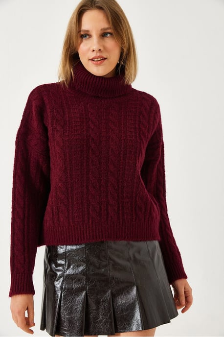 Textuur Turtleneck Cropped Trui - Image 4