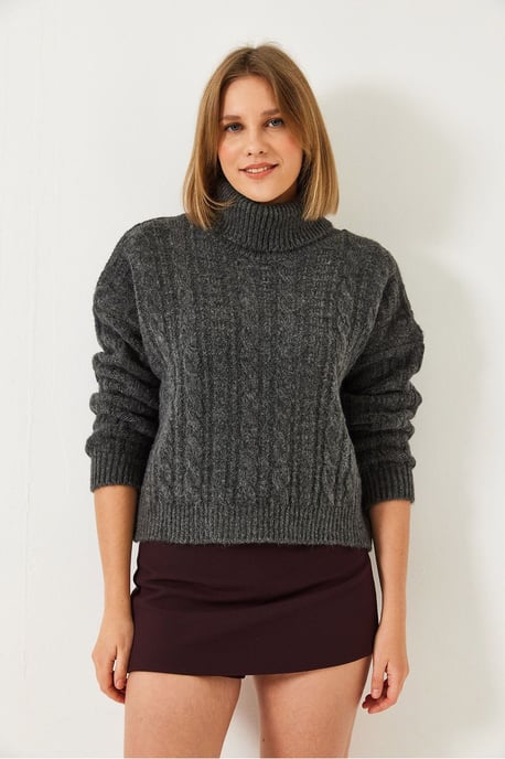 Gestructureerde Turtleneck Korte Trui - Image 3