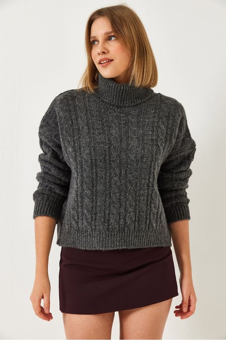 Gestructureerde Turtleneck Korte Trui - Image 4