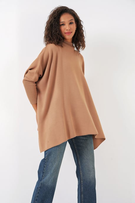 Sweater met losse pasvorm en splitdetails bij de halve turtleneck - Image 2