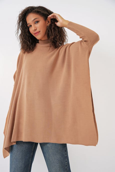 Sweater met losse pasvorm en splitdetails bij de halve turtleneck - Image 3