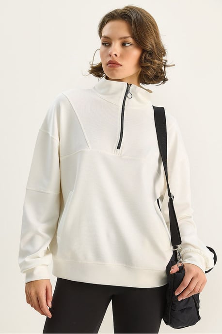 Relaxed Fit Ritskraag Gebreide Sweater - Image 1
