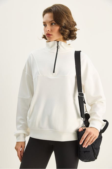 Relaxed Fit Ritskraag Gebreide Sweater - Image 5