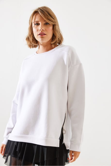 Sweater met Ritsdetail en Ronde Hals - Image 4