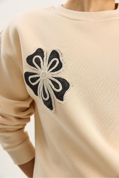 Geborduurd Ronde Hals Katoenen Sweatshirt - Image 6