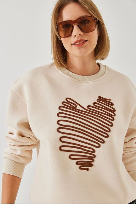 Geborduurd Ronde Hals Katoenen Sweatshirt - Image 2
