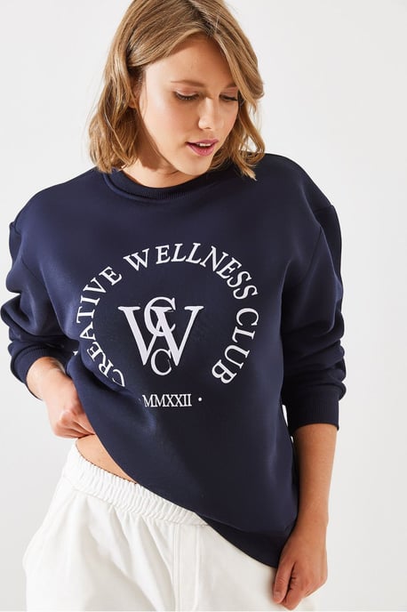 Ronde Hals Katoenen Sweatshirt met Motto Print - Image 1