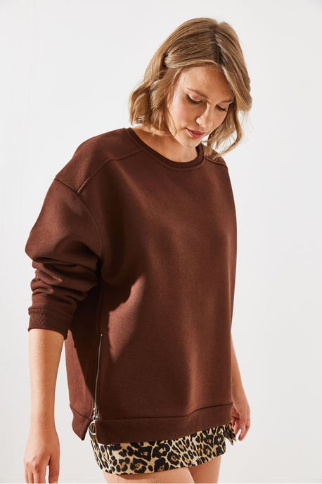 Sweater met Ritsdetail en Ronde Hals - Image 2