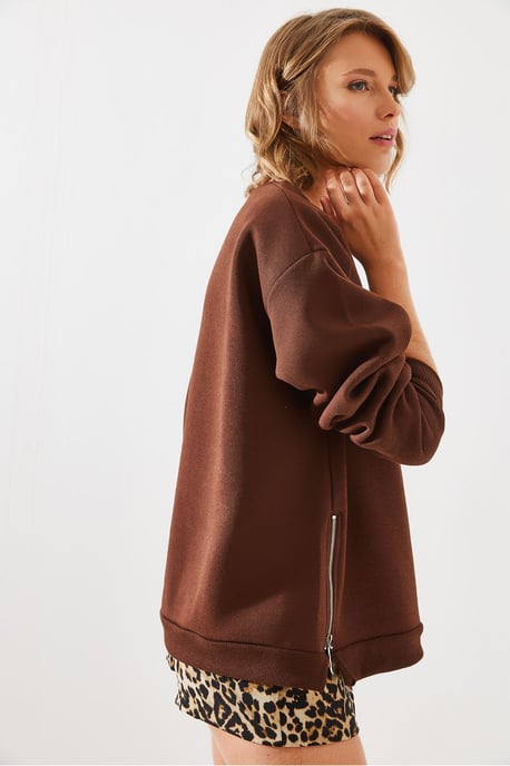 Sweater met Ritsdetail en Ronde Hals - Image 3