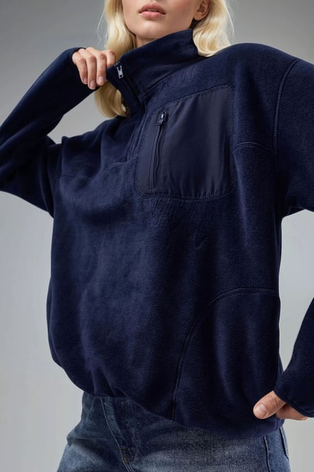 Ritskraag Pluche Gebreide Sweater met Zak - Image 6