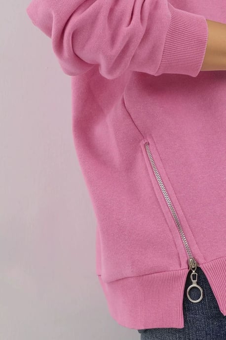 Textured Crewneck Sweatshirt met Ritsdetail - Image 2