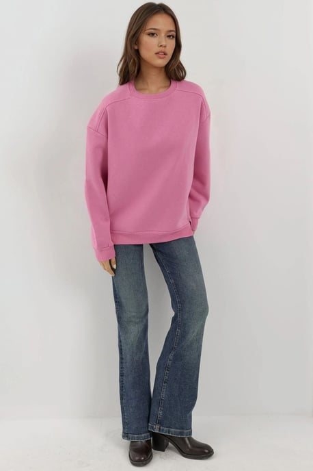 Textured Crewneck Sweatshirt met Ritsdetail - Image 5
