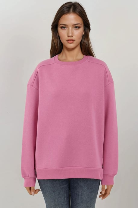 Textured Crewneck Sweatshirt met Ritsdetail - Image 6