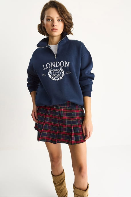 Ritskraag Bedrukt Relaxed Fit Sweatshirt - Image 2