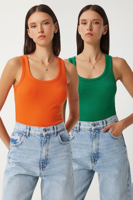 Fitted U-hals Gebreide 2-Pack Tanktop - Image 1
