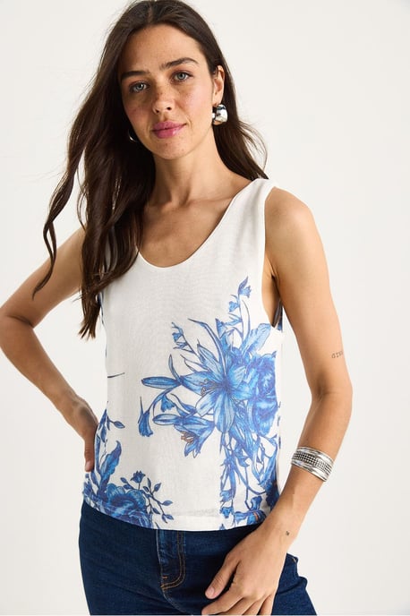 Bloemen U-Hals Mouwloze Top - Image 3