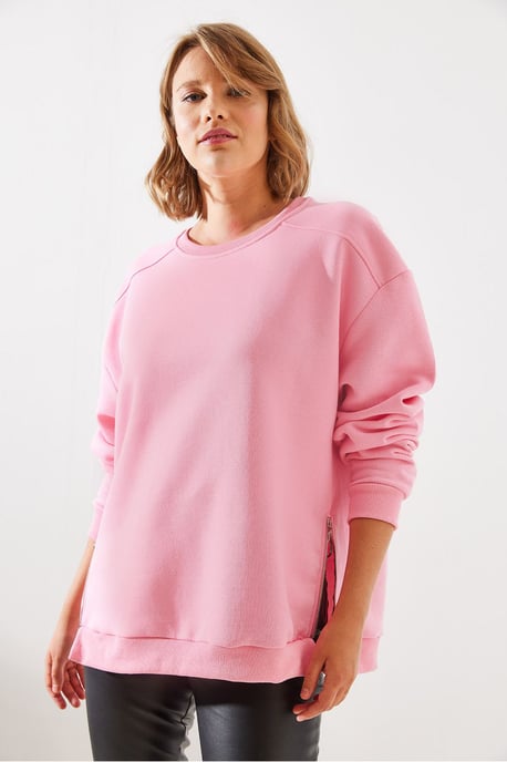 Crew Neck Rits Gedetailleerde Sweater - Image 3