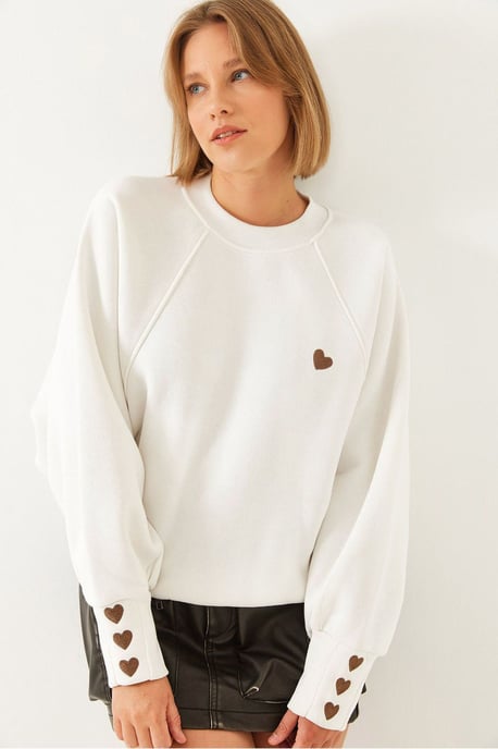 Geborduurd Ronde Hals Lange Mouwen Sweatshirt - Image 1