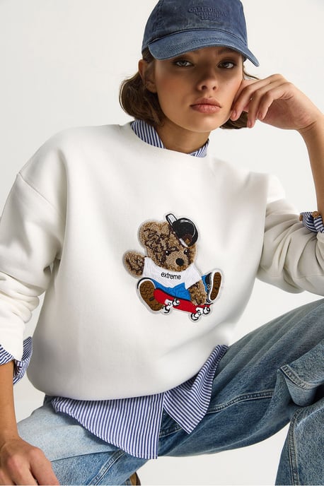 Geborduurd Ronde Hals Langsleeve Sweatshirt - Image 2