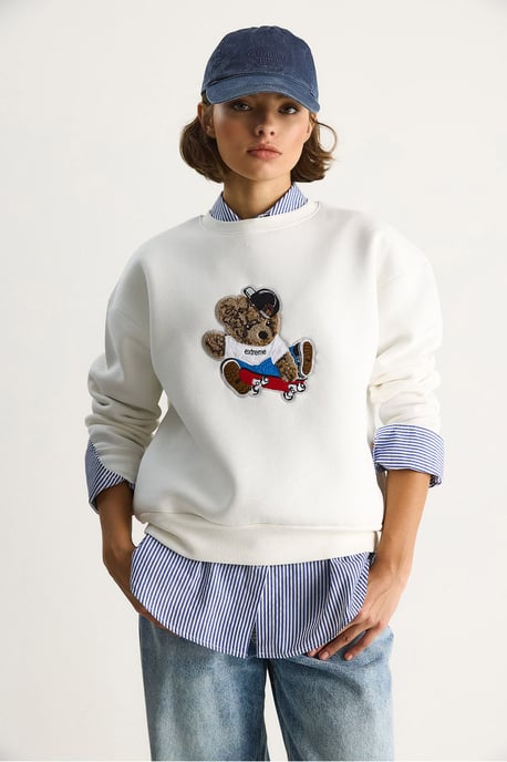 Geborduurd Ronde Hals Langsleeve Sweatshirt - Image 3