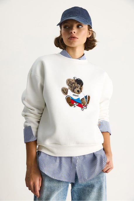 Geborduurd Ronde Hals Langsleeve Sweatshirt - Image 4