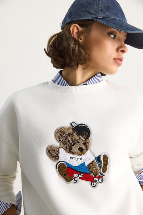 Geborduurd Ronde Hals Langsleeve Sweatshirt - Image 5