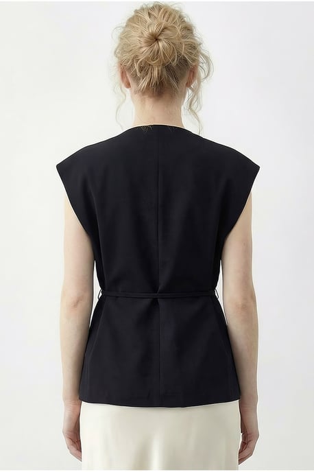 Geknoopte V-hals Crêpe Gilet - Image 4