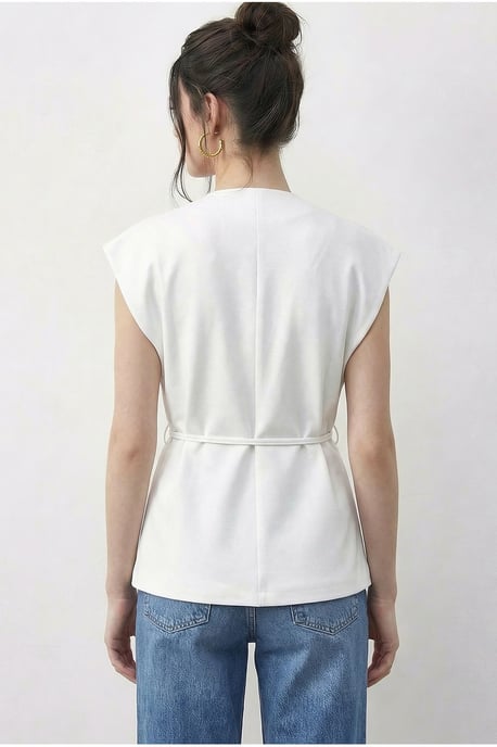 Gordel V-Hals Crepe Vest - Image 5