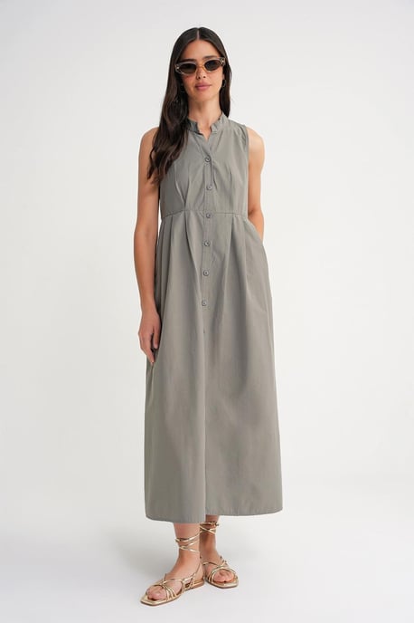 Geknoopte Tippet Kragen Maxi Jurk - Image 1
