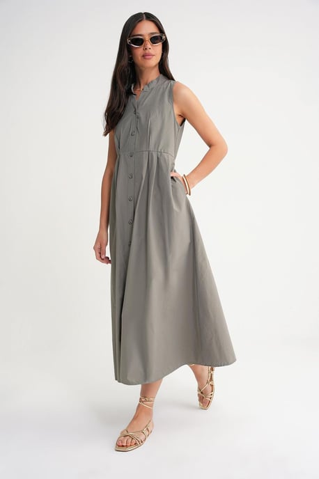 Geknoopte Tippet Kragen Maxi Jurk - Image 4