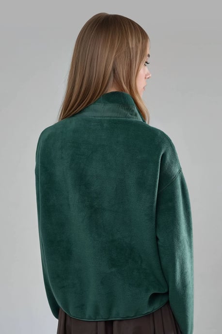 Ritskraag Pluche Gebreid Sweatshirt met Zak - Image 2