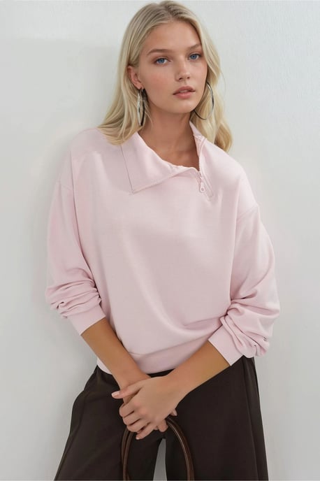 Ontspannen Pasvorm Ritskraag Sweatshirt - Image 1