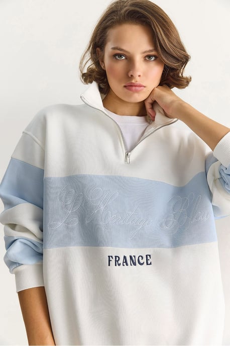 Gedrukt Relaxed Fit Polo Sweatshirt - Image 1