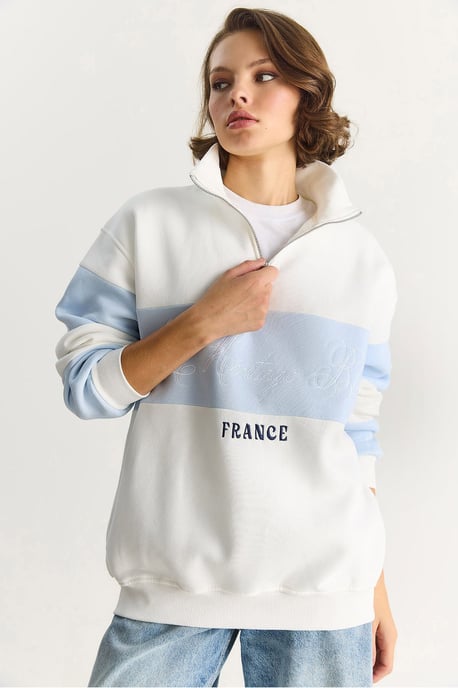 Gedrukt Relaxed Fit Polo Sweatshirt - Image 4
